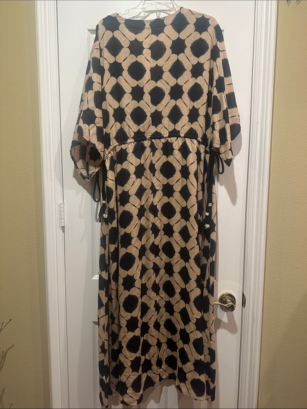 Zara Caftan Boho Maxi Dress.  M - L. Navy & Cream. Like new. - Picture 3 of 3